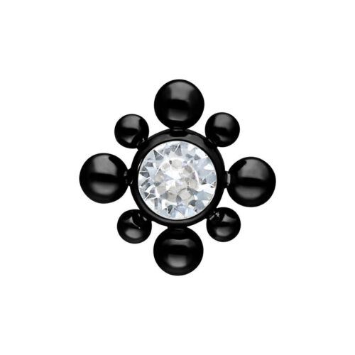 Attacco in Titanio Nero Bubble con pietra cristallina, sfera da 3,0 mm