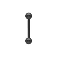 Barbell in titanio nero con due sfere su sfondo bianco