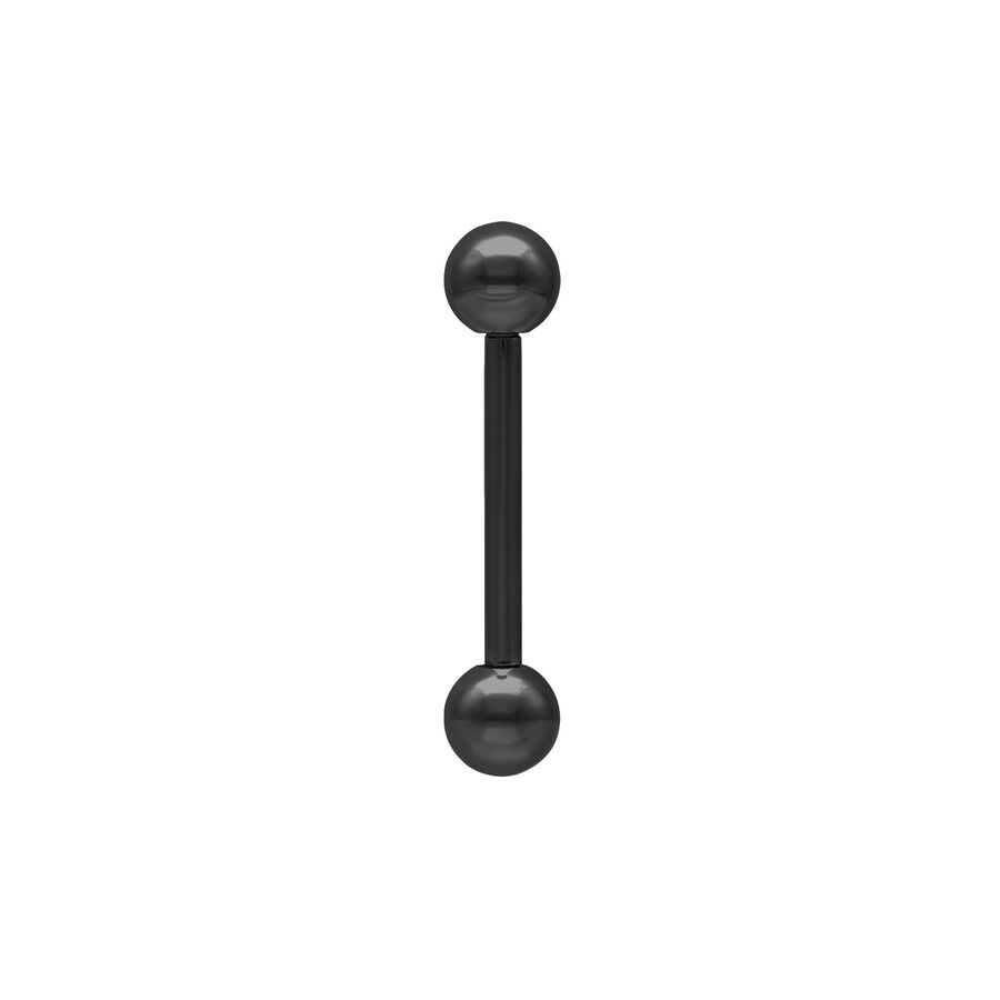 Barbell in titanio nero con due sfere su sfondo bianco
