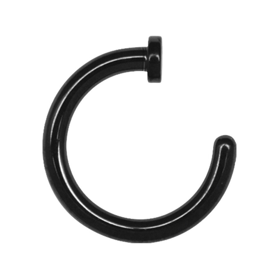 Anello al naso nero in acciaio chirurgico 316L su sfondo bianco
