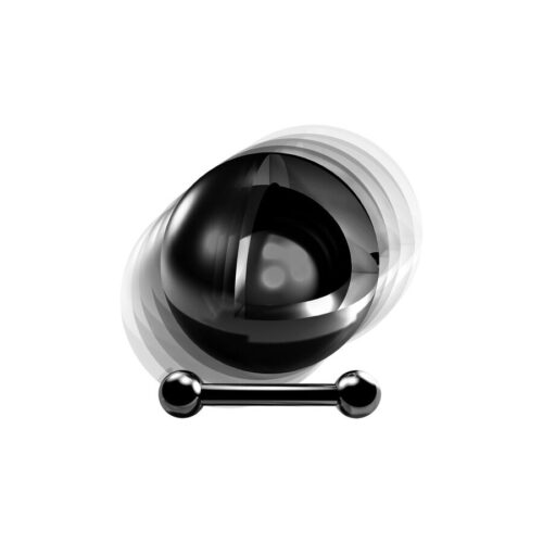 Piercing in titanio nero con finitura lucida su sfondo bianco