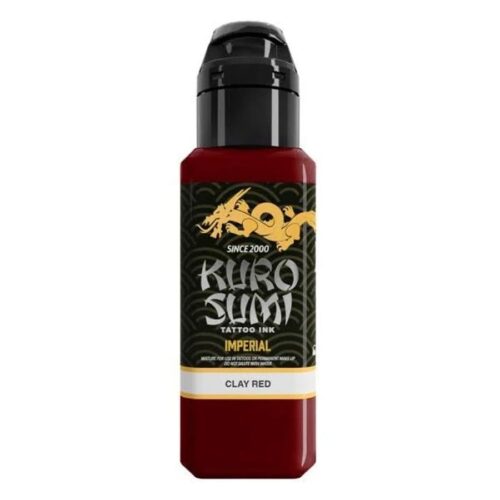 Inchiostro rosso per tatuaggi Kuro Sumi Imperial Clay Red su sfondo bianco