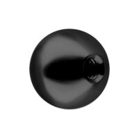 Accessorio nero e lucido per piercing con cristallo chiaro, su sfondo bianco