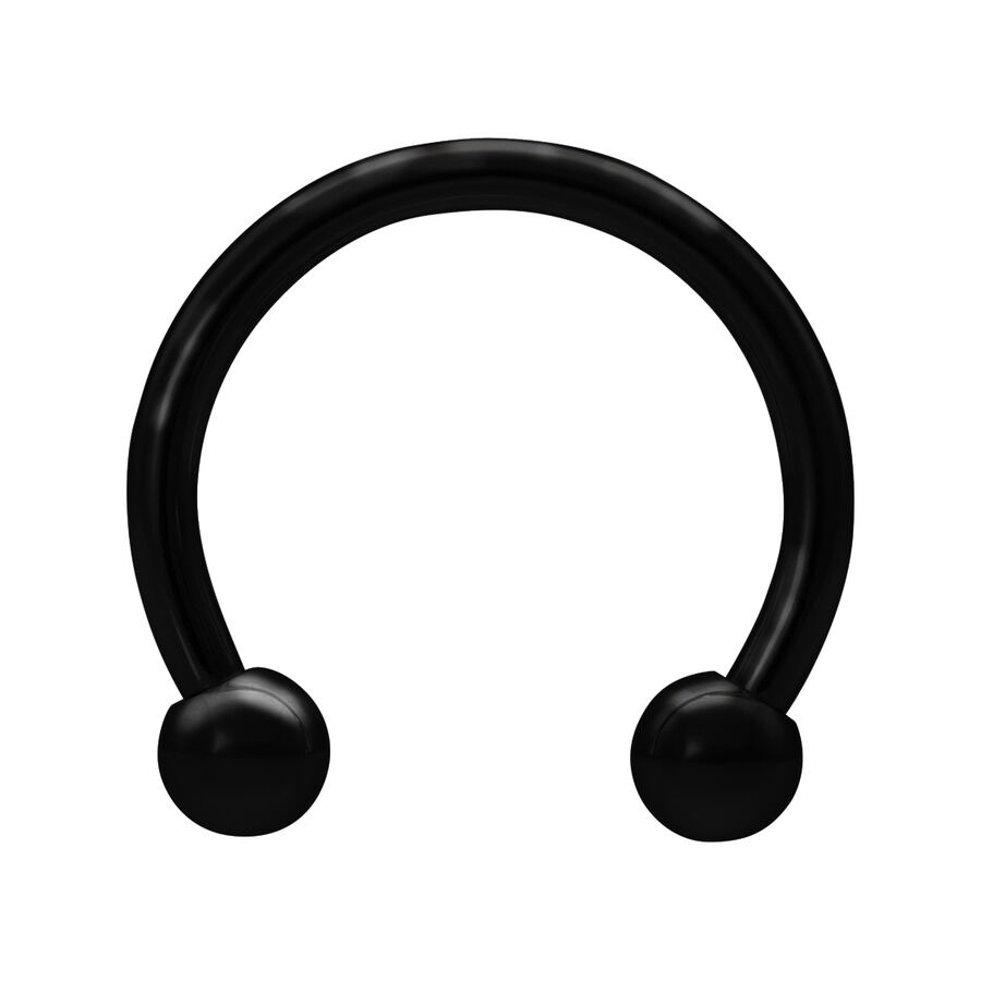 Barbell circolare nero in acciaio chirurgico, 1,6 mm spessore, 9,0 mm diametro interno, 4,0 mm dimensione sfera