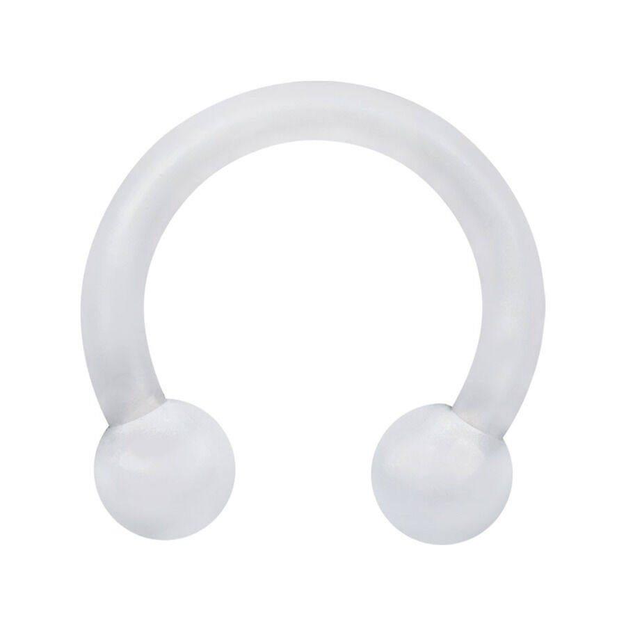 Barbell Circolare Trasparente in Bioplast con spessore di 1,6mm e diametro interno di 12mm su sfondo bianco