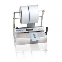 MELAseal 200 sigillatrice con porta rotolo MELAseal 200 sigillatrice in acciaio inox con due rotoli su sfondo bianco