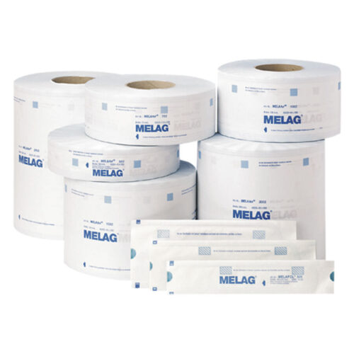 Set di confezioni per sterilizzazione bianche di Melag su sfondo neutro