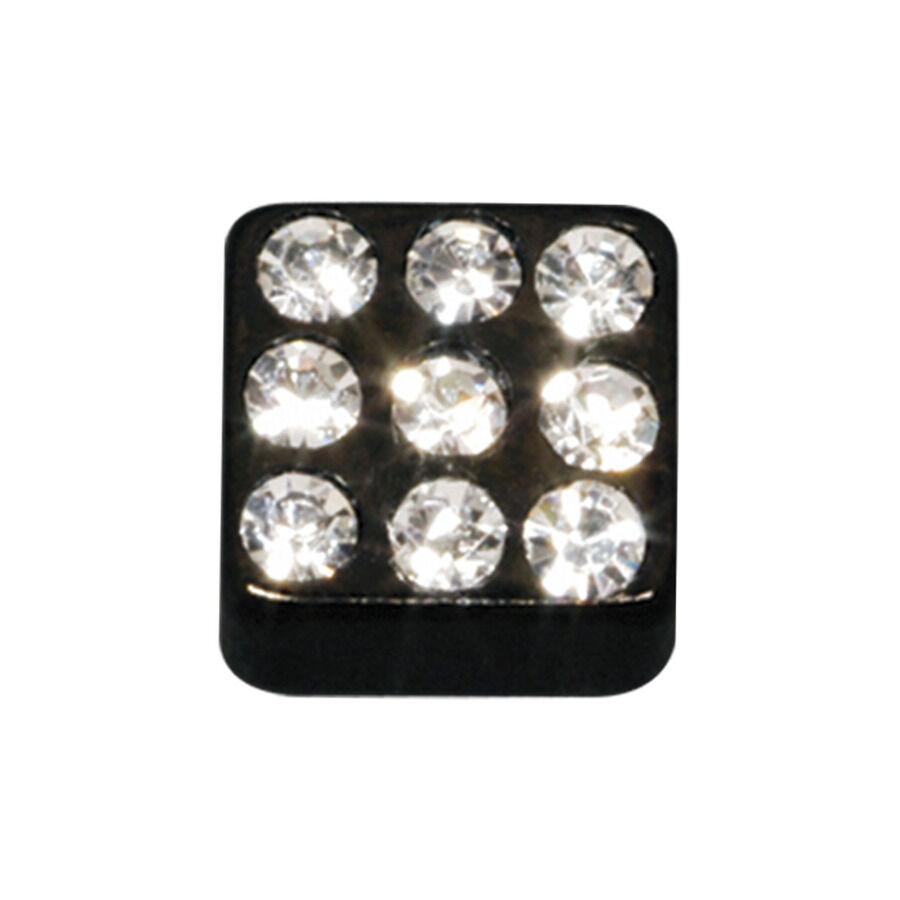 Accessorio quadrato nero per piercing con 9 strass scintillanti
