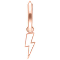 Orecchino in oro rosa con ciondolo a fulmine su sfondo bianco