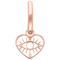 Charm a cuore con occhio in oro rosa, lucidato a specchio