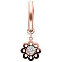 Creola in rosé oro con pendente a forma di fiore e cristallo chiaro al centro