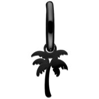 Schwarzer Palmbaum-Anhänger an einem glänzenden schwarzen Ohrring