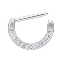 Clicker per Capezzolo Argento con pietre cristalline su sfondo bianco