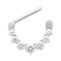 Clicker per capezzolo argento con cristalli chiari su sfondo bianco