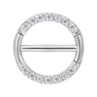 Clicker per capezzolo in argento con cristalli chiari, 12mm