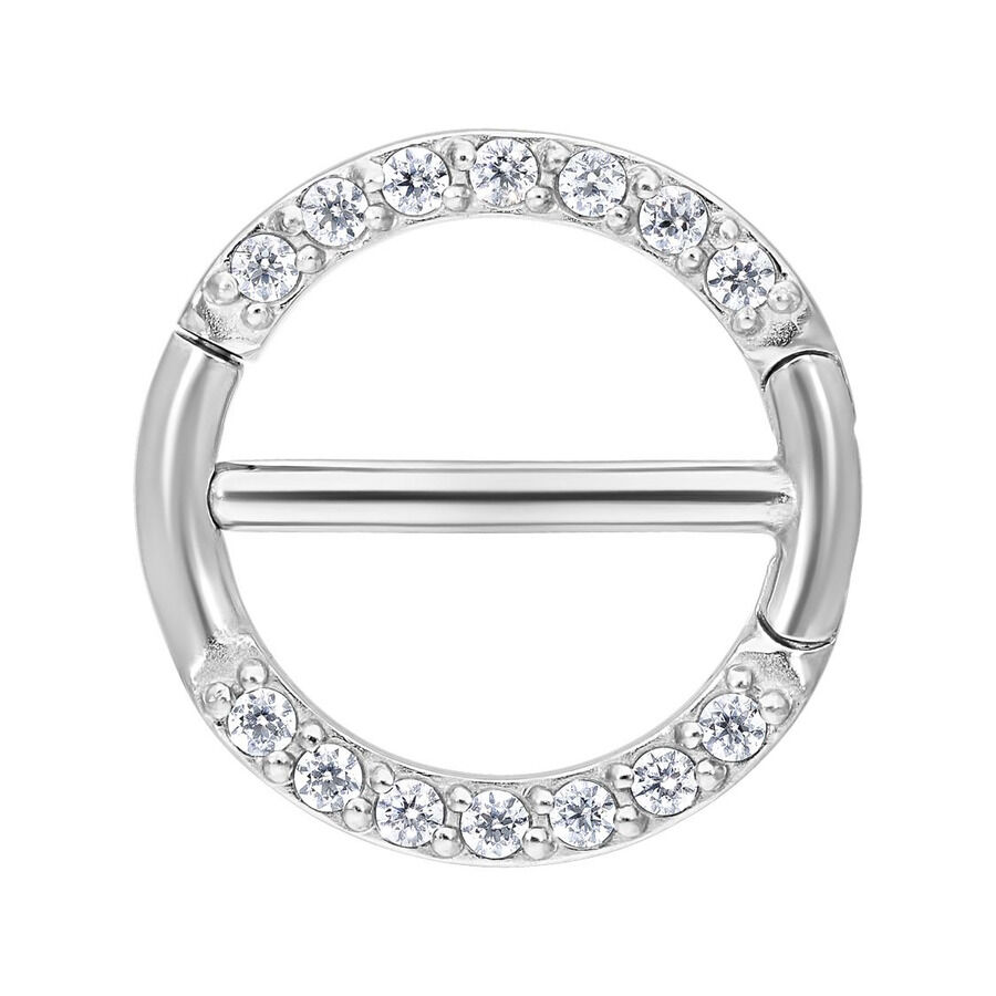 Clicker per capezzolo in argento con cristalli chiari, 12mm