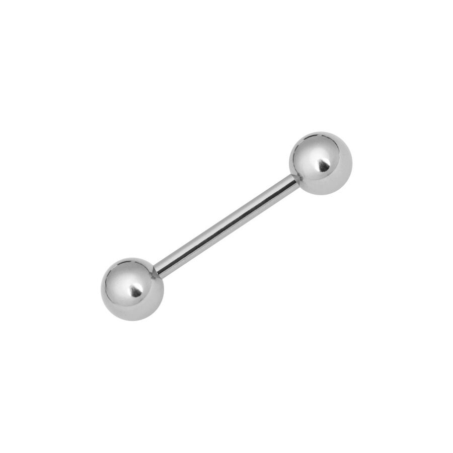 Barbell argento con due sfere su sfondo bianco