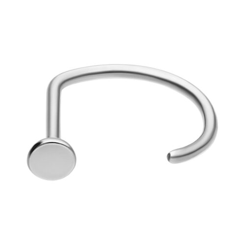 Piercing al naso Nosestud Bent in argento, spessore 1,0 mm, diametro 9,0 mm, su sfondo bianco