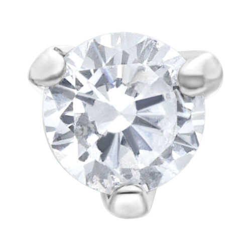 Piercing al naso in argento con cristallo chiaro su sfondo bianco