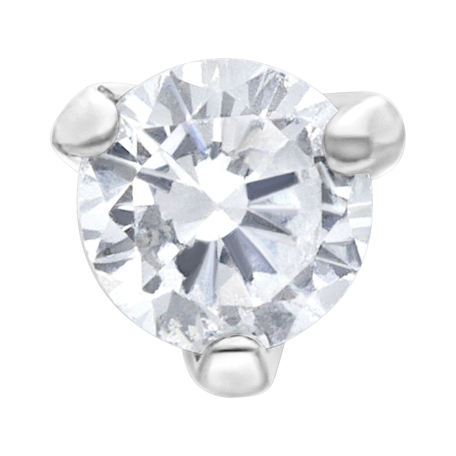 Piercing al naso in argento con cristallo chiaro su sfondo bianco