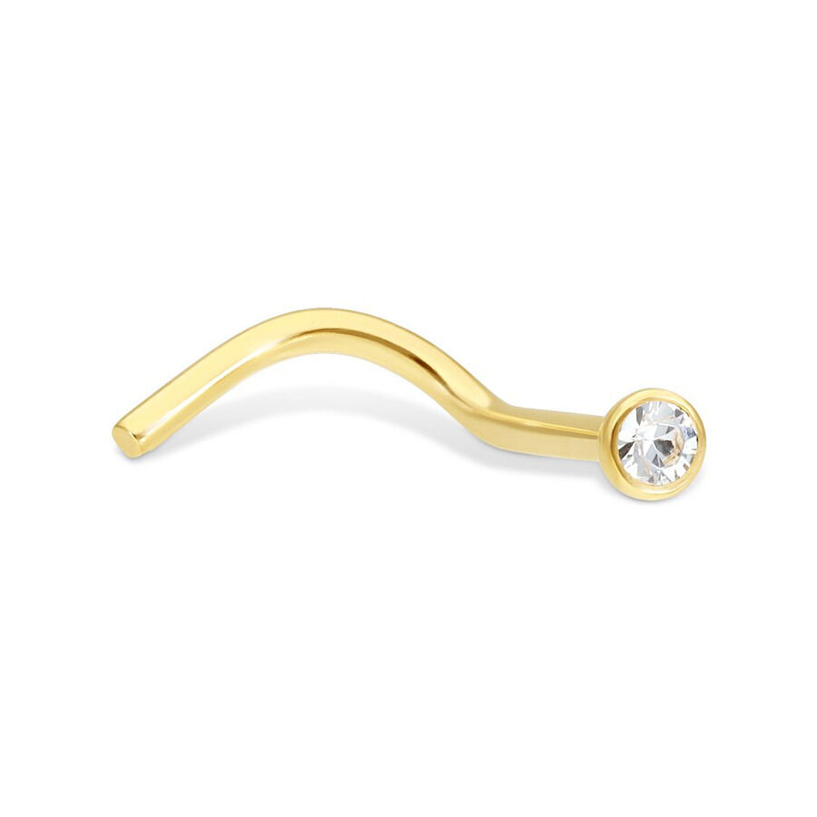 18k nasenstecker con cristallo in oro Nasenstecker in oro con cristallo chiaro su sfondo bianco