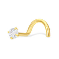 Piercing al naso dorato con cristallo chiaro su sfondo bianco