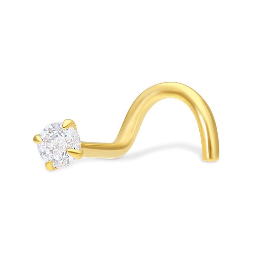 Piercing al naso dorato con cristallo chiaro su sfondo bianco