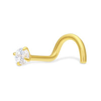Piercing al naso dorato con cristallo chiaro su sfondo bianco
