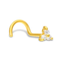 Nasenstecker in oro 18K con cristalli Nasenstecker in oro con tre cristalli chiari su sfondo bianco