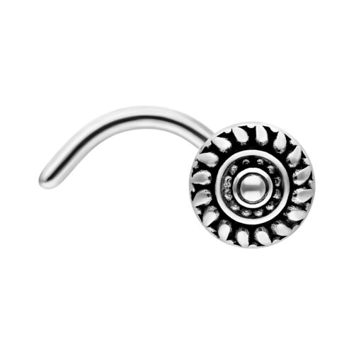 Piercing nasale tribale in argento chirurgico con asta curva
