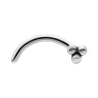 Tribus piercing nasale in acciaio chirurgico, argento Piercing nasale in argento in acciaio chirurgico con design curvo su sfondo bianco