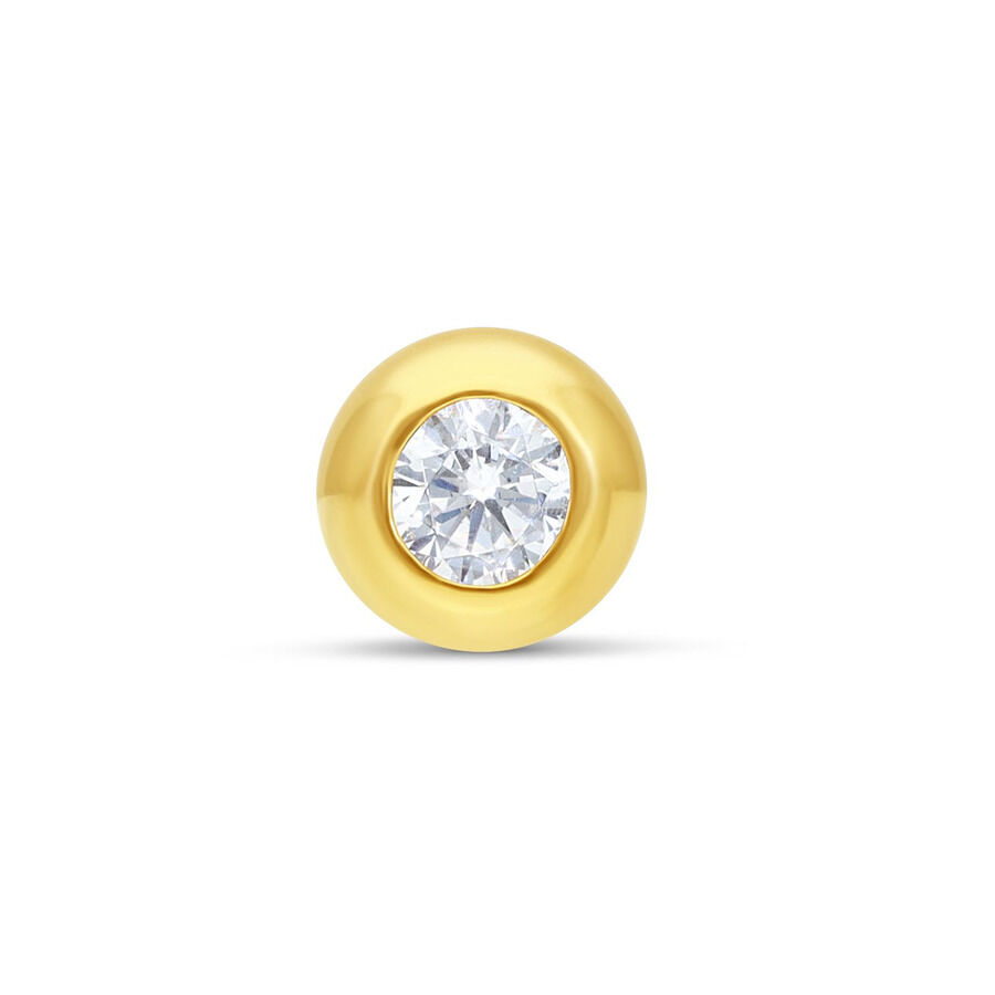 Attacco per piercing in oro 18k con cristallo chiaro su sfondo bianco