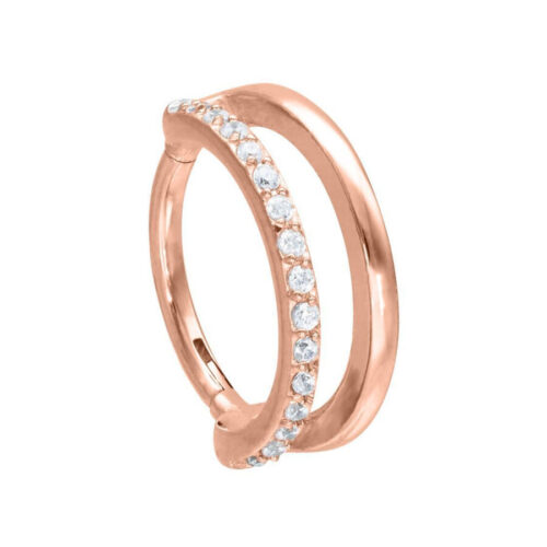 Anello clicker oro rosa con cristalli, diametro interno 12mm