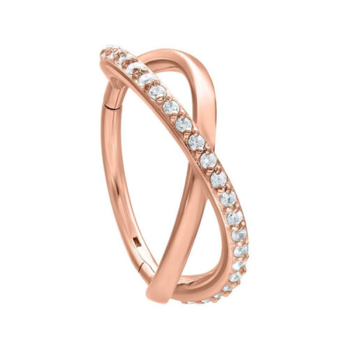 Infinity Crystal Clicker in oro rosa con cristalli chiari, diametro interno 8,0 mm