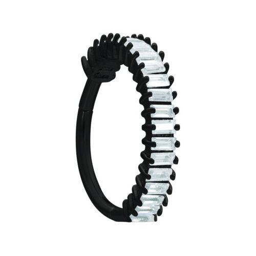 Euphoria Clicker nero con cristalli chiari, diametro 8,0 mm, su sfondo bianco