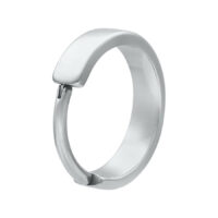 Anello a cerniera in argento in acciaio chirurgico su sfondo bianco