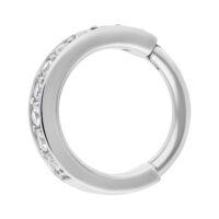 Anello Hinged Argento in acciaio chirurgico con cristalli chiari