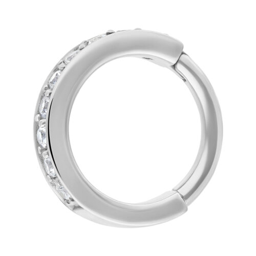 Anello Hinged Argento in acciaio chirurgico con cristalli chiari