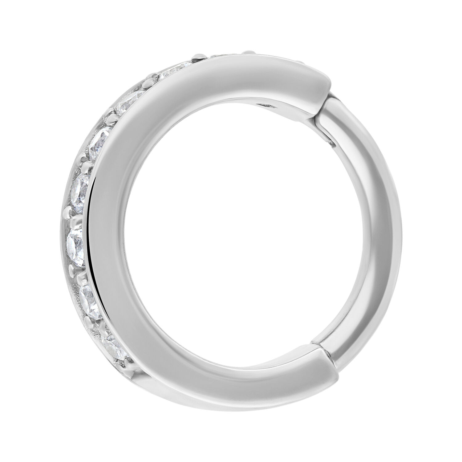 Anello Hinged Argento in acciaio chirurgico con cristalli chiari