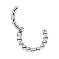 Clicker a catena di sfere argento con 6,0 mm di diametro interno su sfondo bianco