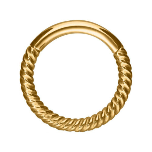 Twisted Chain Clicker in oro con 10 mm di diametro interno su sfondo bianco