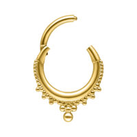 Anello piercing dorato nel design Clicker Corona con decorazione di perle