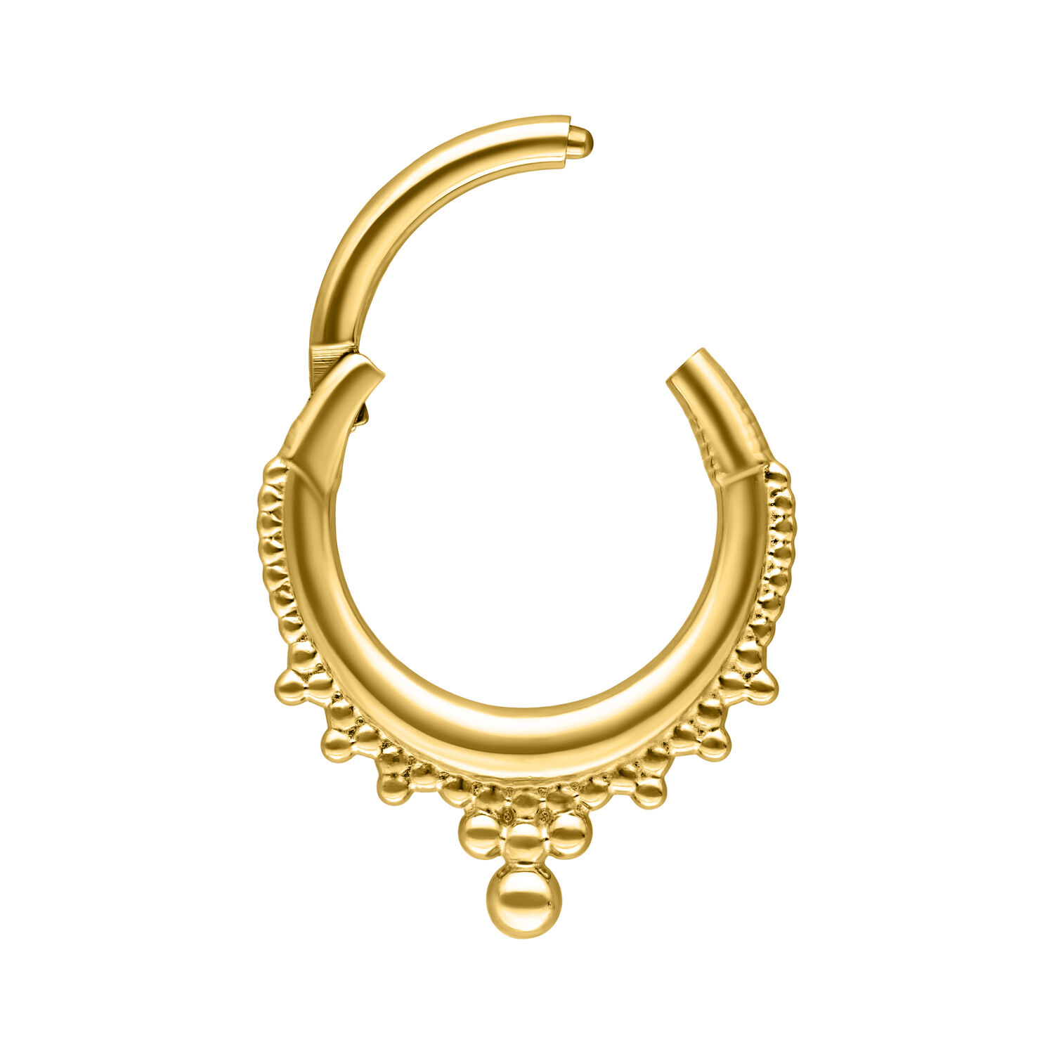 Anello piercing dorato nel design Clicker Corona con decorazione di perle
