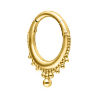 Anello piercing dorato in acciaio chirurgico con decorazioni