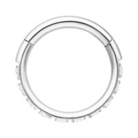 Clicker per septum argento con cristalli, diametro 10,0 mm, sfondo bianco