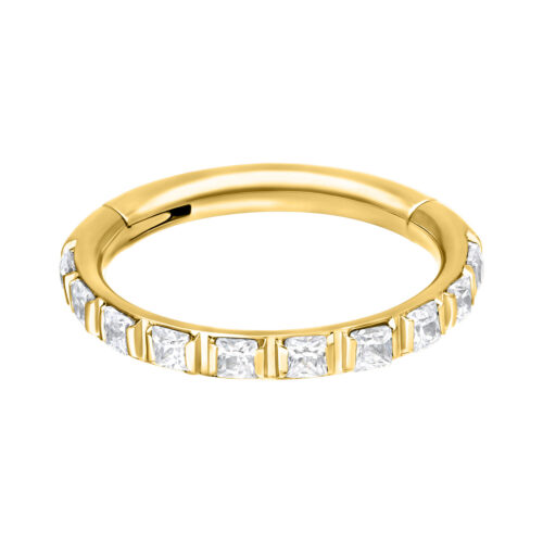 Goldener Septum Clicker mit Kristallen, 10,0 mm Durchmesser
