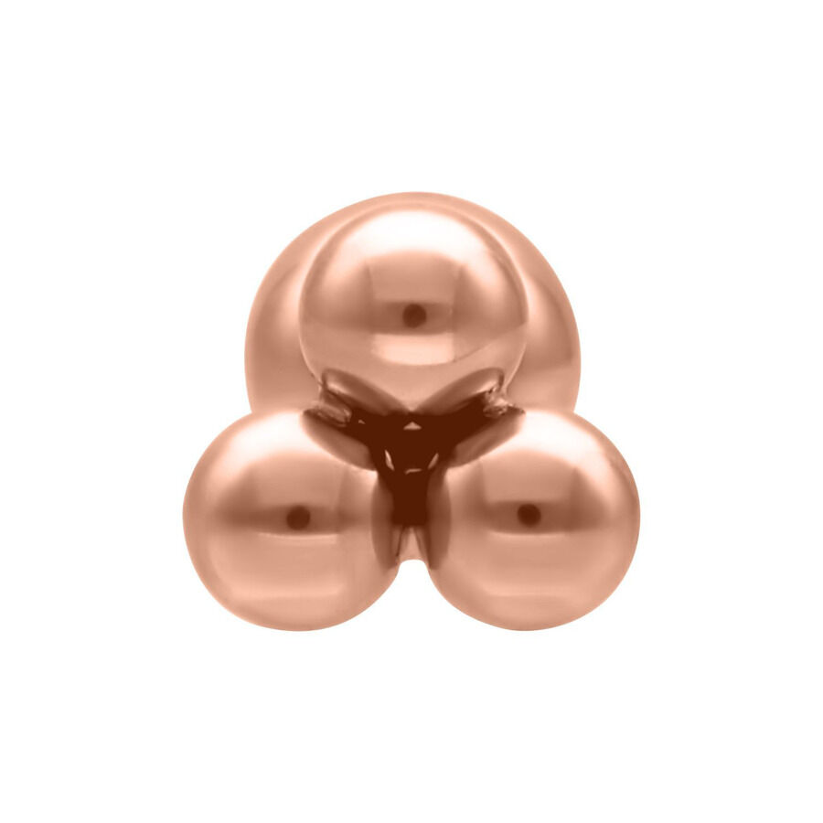 Barbell "Triplés" in oro rosa con tre sfere su sfondo bianco