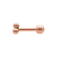 Barbell in oro rosa con due sfere su sfondo bianco