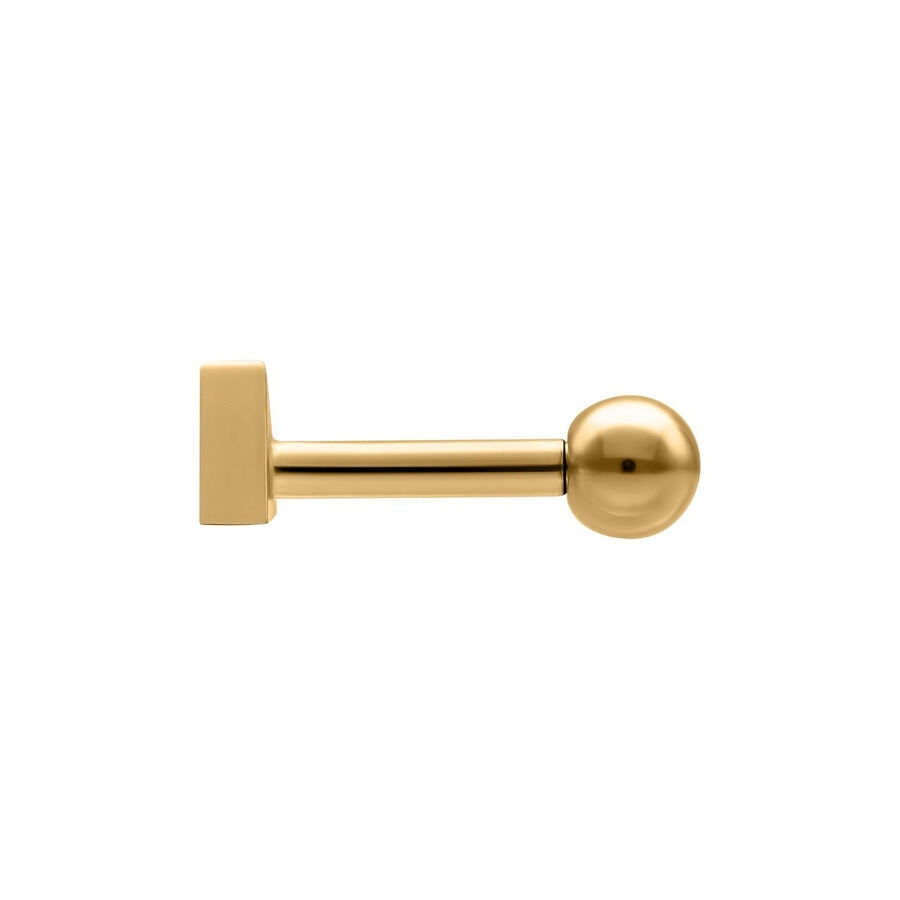 Barbell Triangolo Dorato in Acciaio Chirurgico Barbell Triangolo Dorato con sfera su sfondo bianco