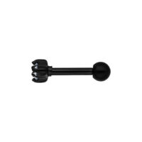 Barbell nero con tre cristalli su sfondo bianco